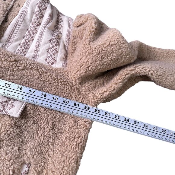Driftwood Fleece Sherpa Jacket Women’s Large Beige 1/4 Aztec Geometric Pullover - Picture 7 of 9